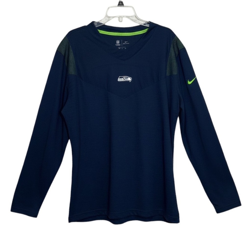 Nike Seattle Seahawks NFL Onfield Apparel Dri-FIT Long Sleeve Shirt Navy Mens XL